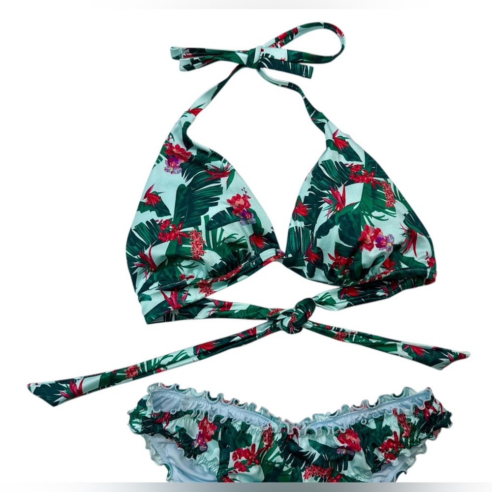 Victoria’s Secret Halter Push-Up Bikini Top & Bottom Set Multi NWT Top Size L/M - Picture 5 of 12
